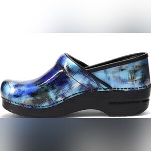 Dansko Blue and Black Patterned Women's Clogs